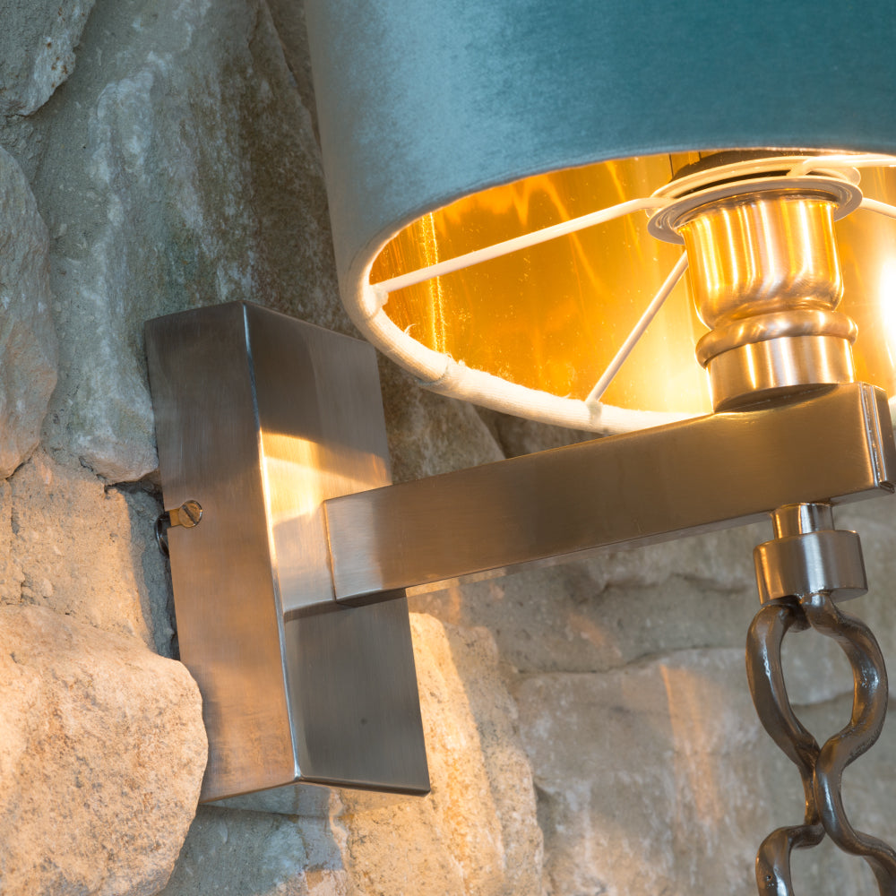 Exclusive Italian Long Pewter Wall Light, Bedroom Wall Sconce, detail 3