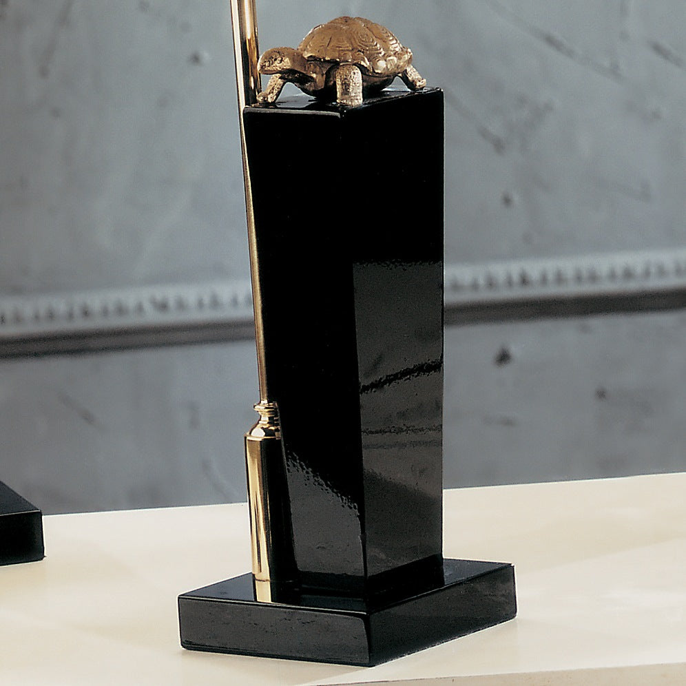 Exclusive Lacquered Bronze Black Table Light, Bedside Table Lamp, detail 3
