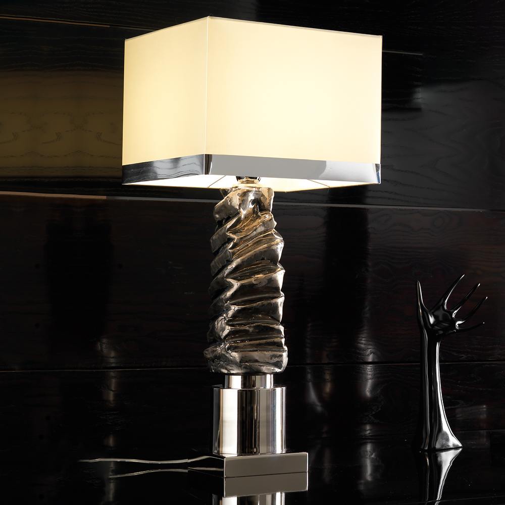 Exclusive Platinum Plated Majolica Table Light, Bedside Table Lamp, height 68 cm
