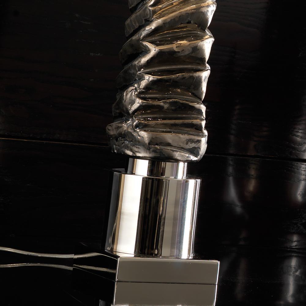 Exclusive Platinum Plated Majolica Table Light, Bedside Table Lamp, detail 3
