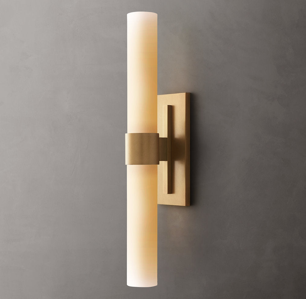 Ravelle Milk Glass Linear Wall Light, Bathroom Wall Sconce, detail 4