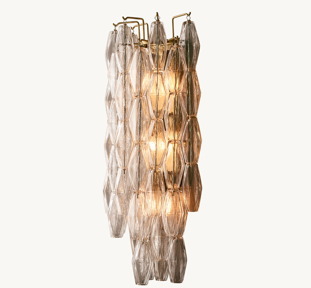 Chiara Clear Glass Grand Wall Light, Bedroom Wall Sconce, detail 5