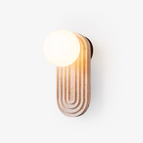 Arco Travertine Wall Light, Hardwired Wall Sconce, Metal, Dia 11cm x H 25cm