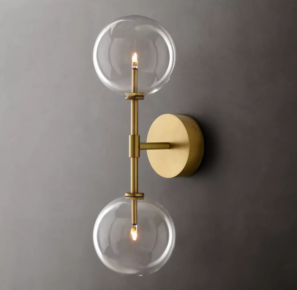 Glass Globe Linear Wall Light, Bathroom Wall Sconce, Dimensions Overall: 6"