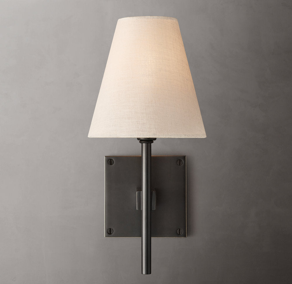 Fulham Linen Shade Wall Light, Bathroom Wall Sconce, detail 8
