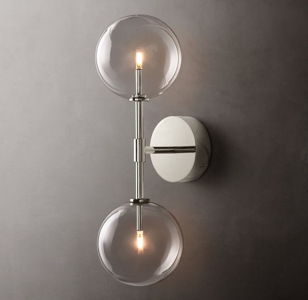 Glass Globe Linear Wall Light, Bathroom Wall Sconce, detail 2