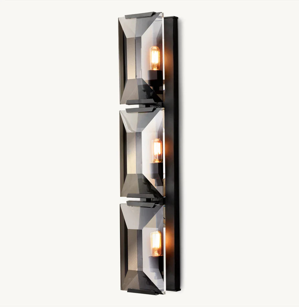 Harlow Crystal Triple Wall Light, Bedroom Wall Sconce, detail 11
