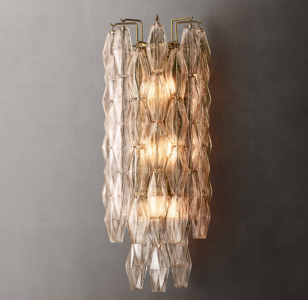 Chiara Clear Glass Grand Wall Light, Bedroom Wall Sconce, detail 4