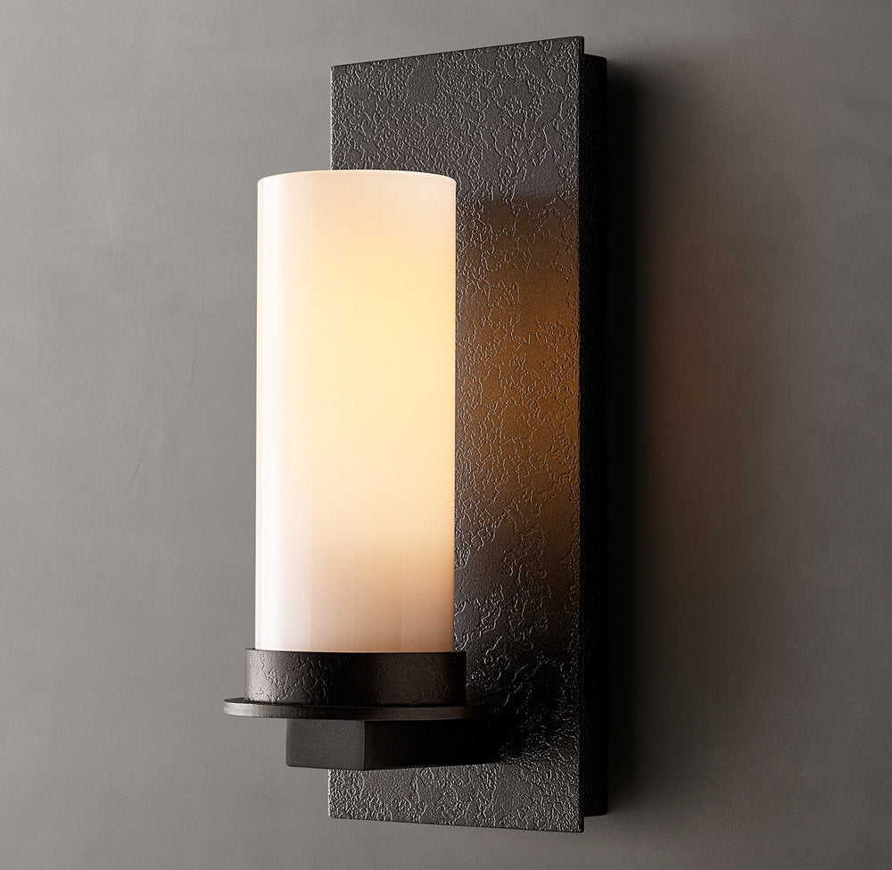 Ondra Milk Glass Wall Light, Bedroom Wall Sconce, 5"W x 1"D x 12"H