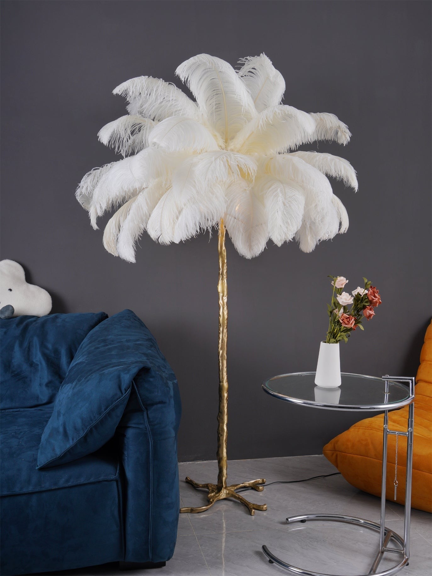 Feathered Elegance Brass Floor Light, Floor Lamp, detail 130