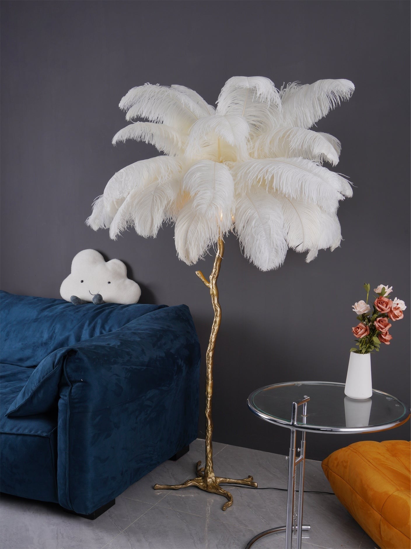 Feathered Elegance Brass Floor Light, Floor Lamp, detail 131