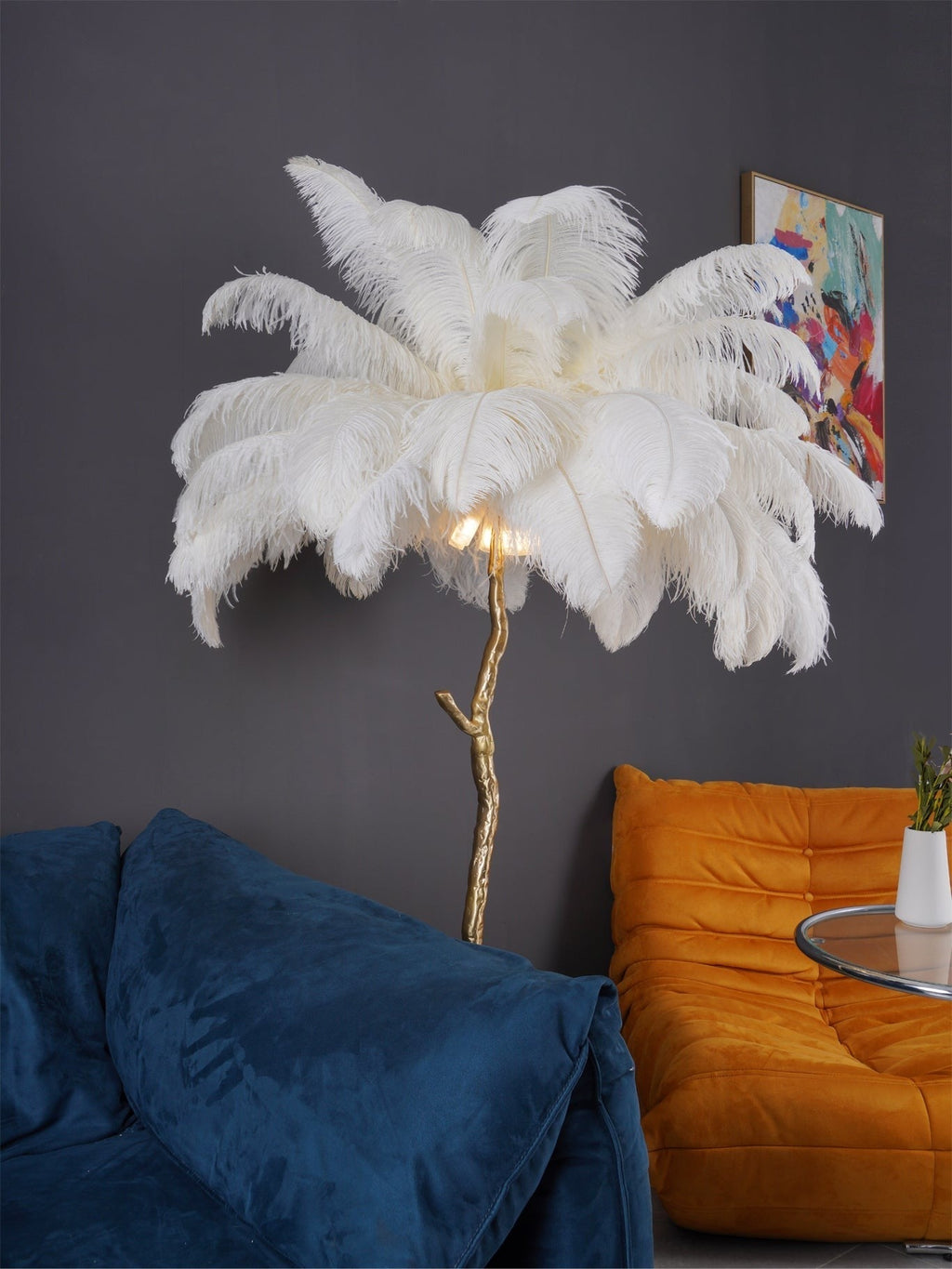 Feathered Elegance Brass Floor Light, Floor Lamp, detail 132