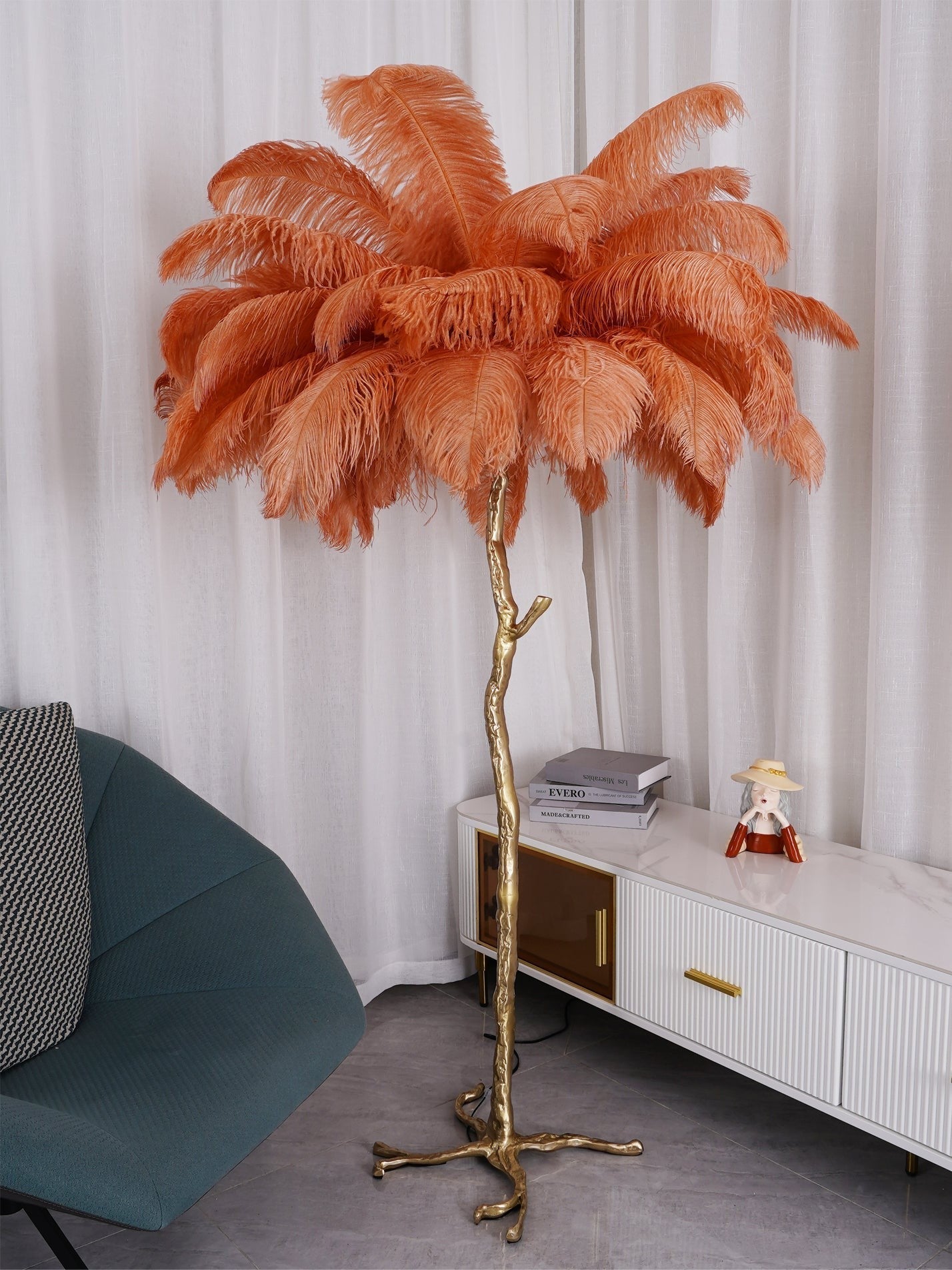 Feathered Elegance Brass Floor Light, Floor Lamp, detail 141
