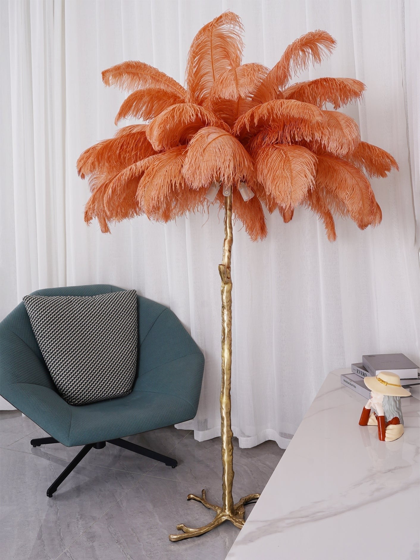 Feathered Elegance Brass Floor Light, Floor Lamp, detail 142