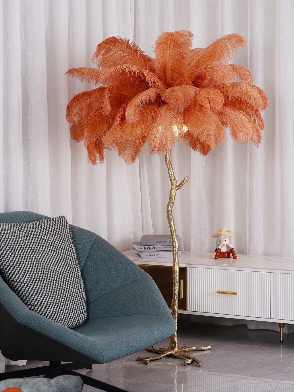 Feathered Elegance Brass Floor Light, Floor Lamp, detail 143
