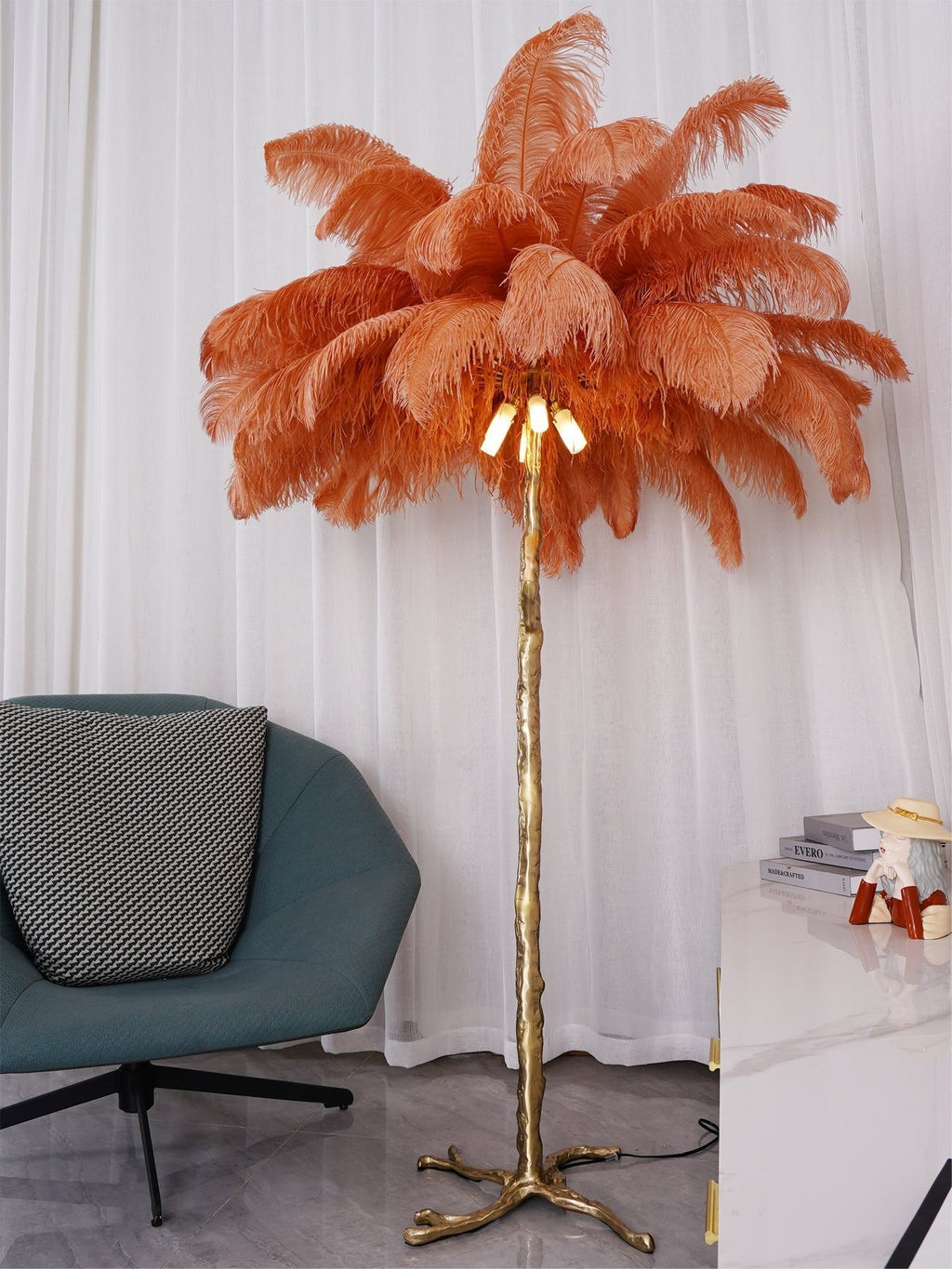 Feathered Elegance Brass Floor Light, Floor Lamp, detail 144