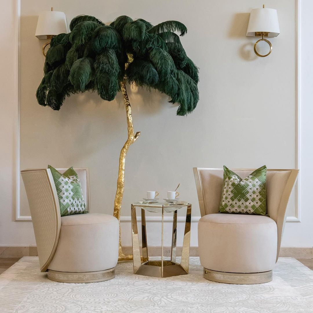 Feathered Elegance Brass Floor Light, Floor Lamp, detail 27