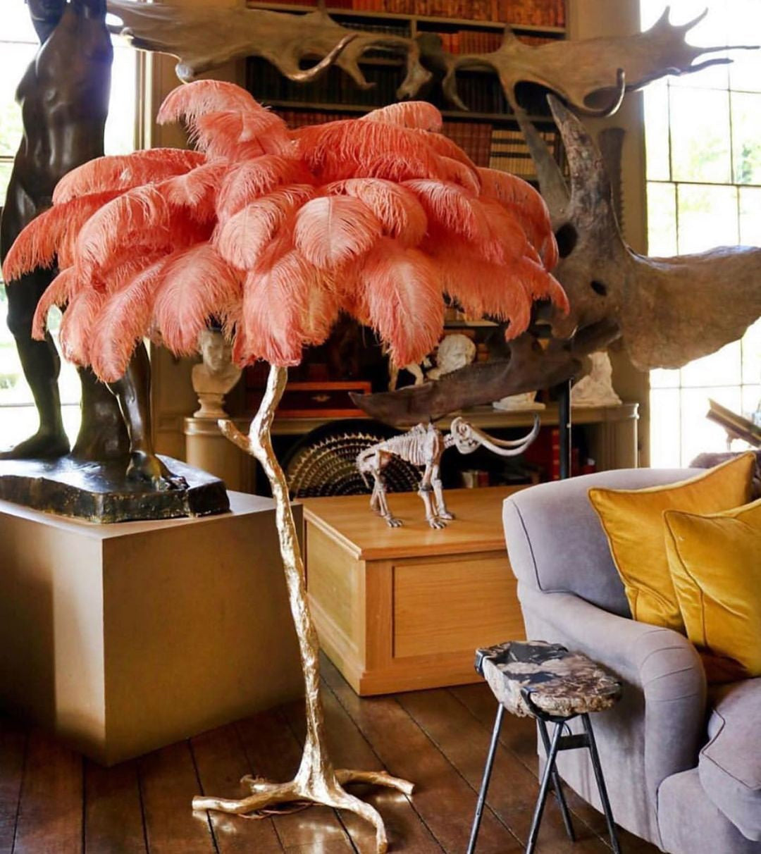 Feathered Elegance Brass Floor Light, Floor Lamp, detail 29