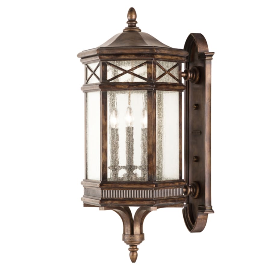 Artisan 3 Light Exterior Wall Light in Antique Bronze Finish from the Holland Park, Outdoor Wall Light, Dimensions: Height: 34"