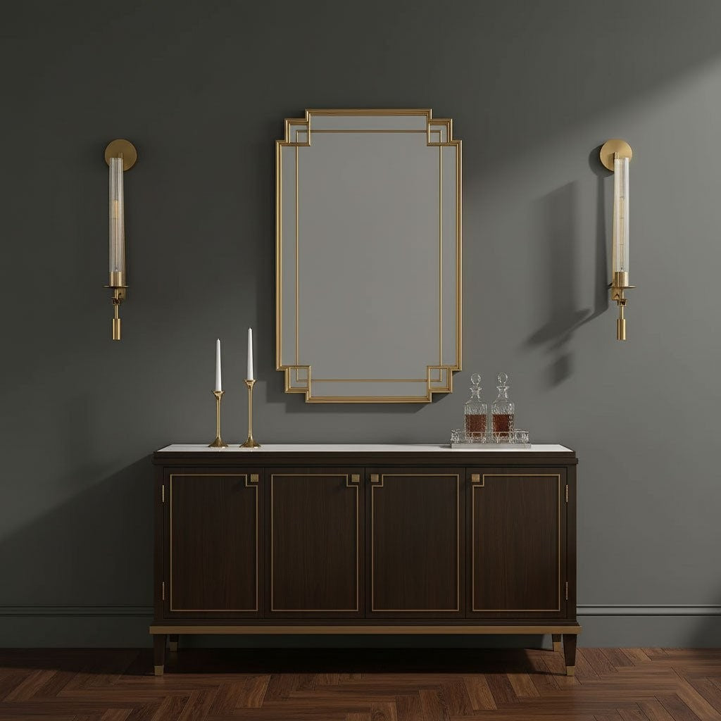 French Ribbed Glass Wall Light, Bedroom Wall Sconce, detail 12