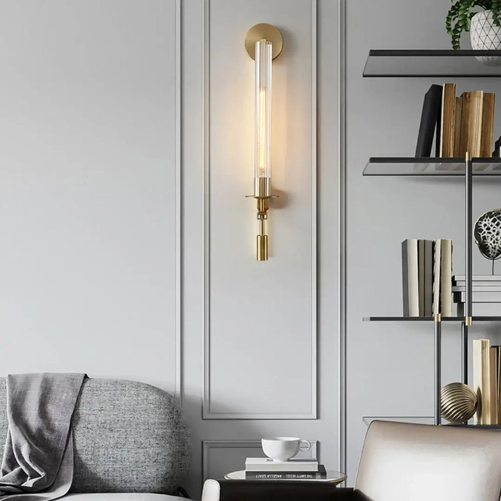 French Ribbed Glass Wall Light, Bedroom Wall Sconce, detail 19
