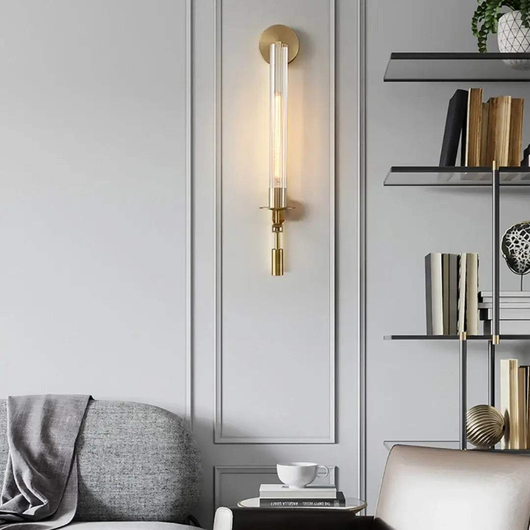 French Ribbed Glass Wall Light, Bedroom Wall Sconce, detail 19