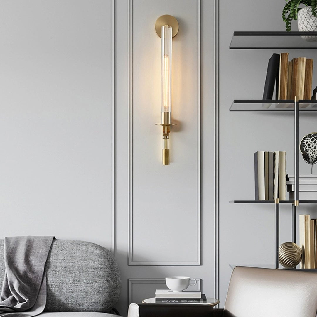 French Ribbed Glass Wall Light, Bedroom Wall Sconce, detail 25