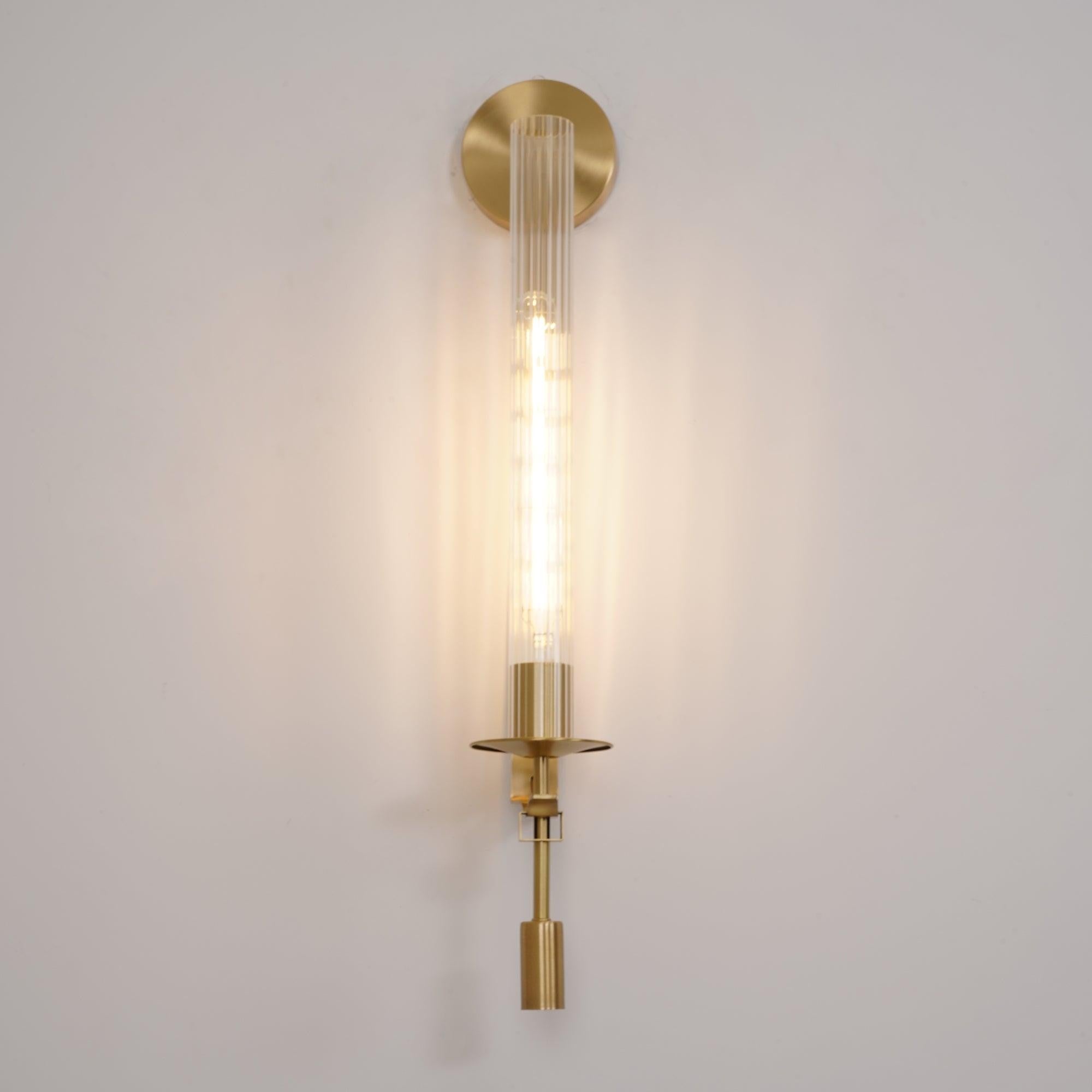 French Ribbed Glass Wall Light, Bedroom Wall Sconce, detail 27