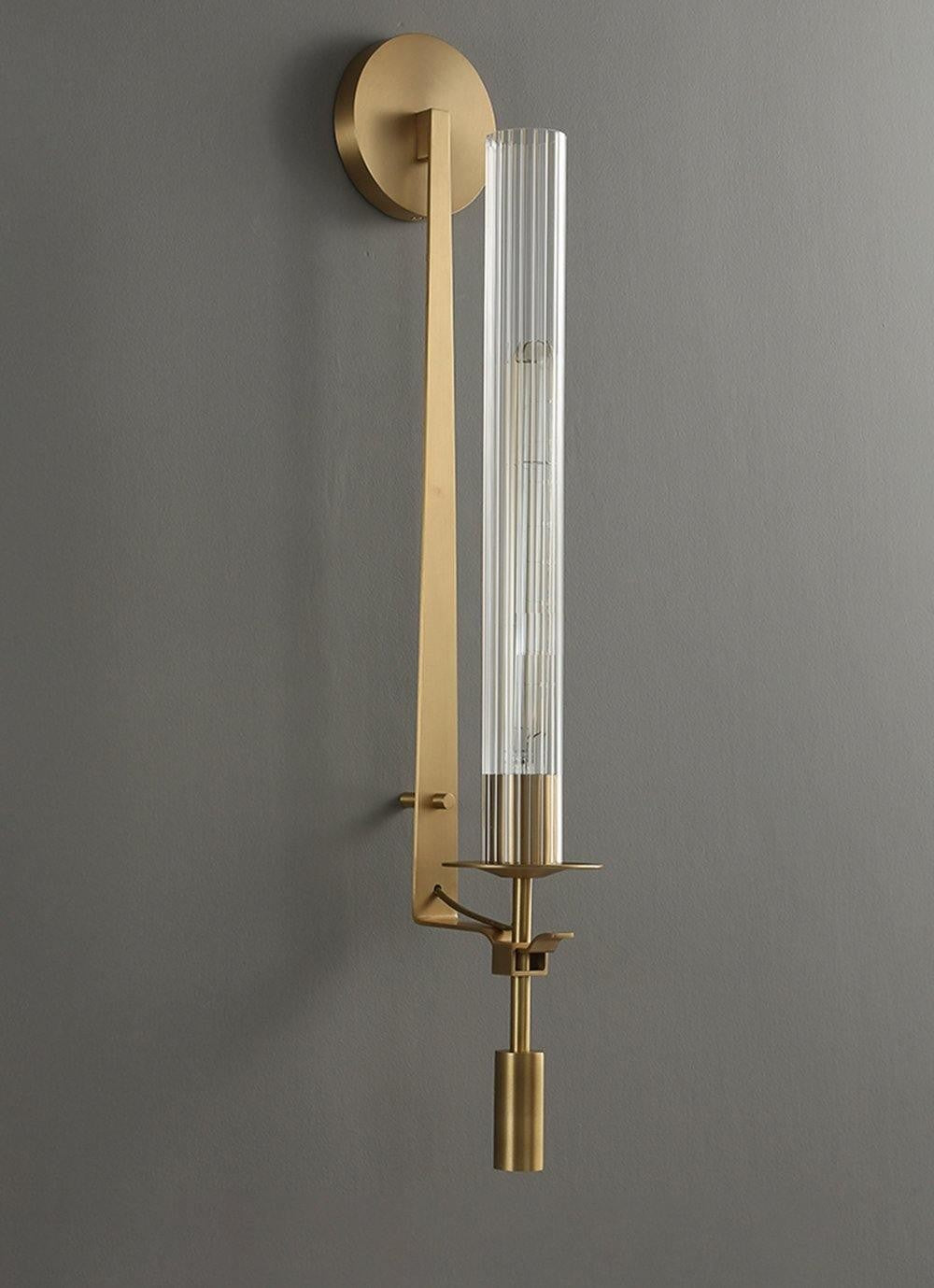 French Ribbed Glass Wall Light, Bedroom Wall Sconce, detail 36