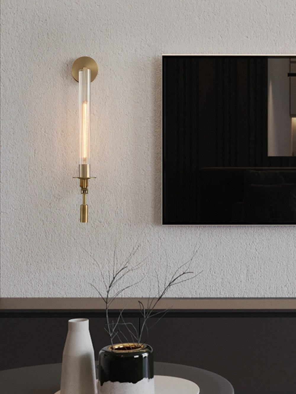 French Ribbed Glass Wall Light, Bedroom Wall Sconce, detail 38