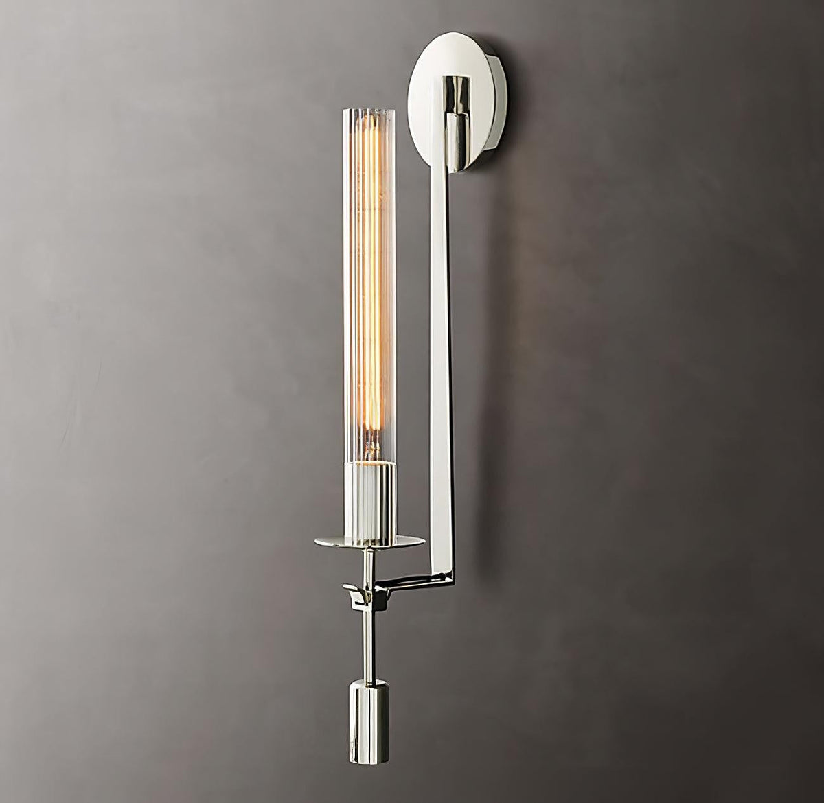 French Ribbed Glass Wall Light, Bedroom Wall Sconce, detail 3