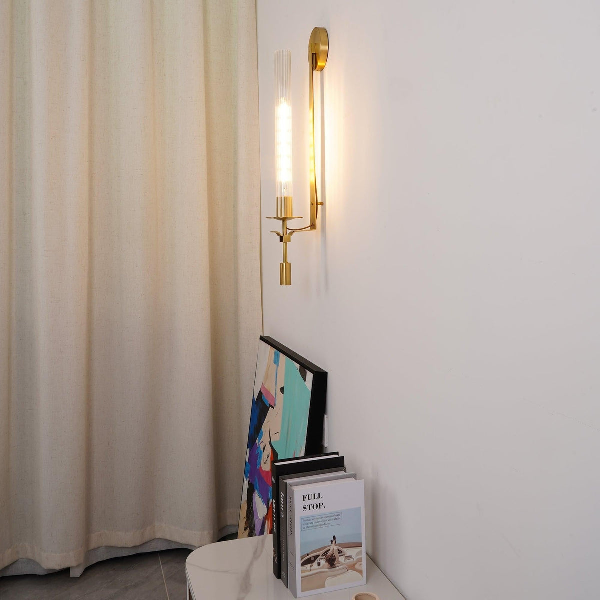 French Ribbed Glass Wall Light, Bedroom Wall Sconce, detail 44