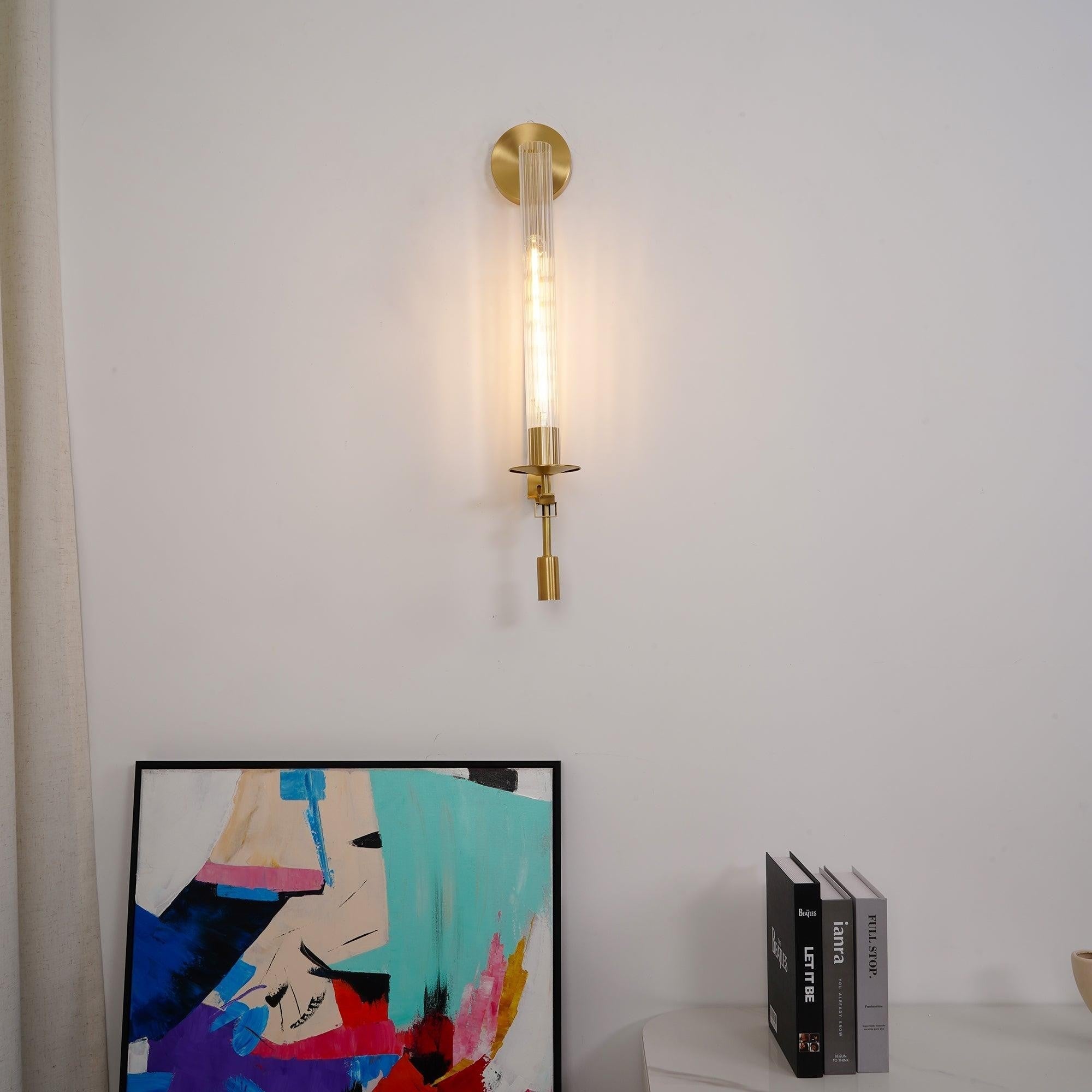 French Ribbed Glass Wall Light, Bedroom Wall Sconce, detail 46