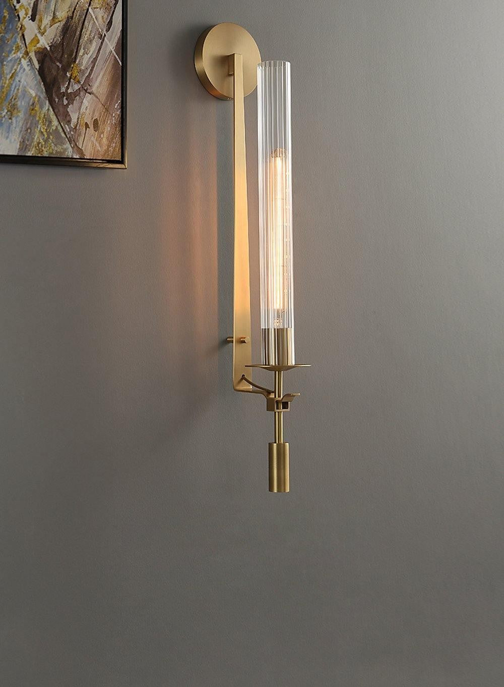 French Ribbed Glass Wall Light, Bedroom Wall Sconce, detail 51