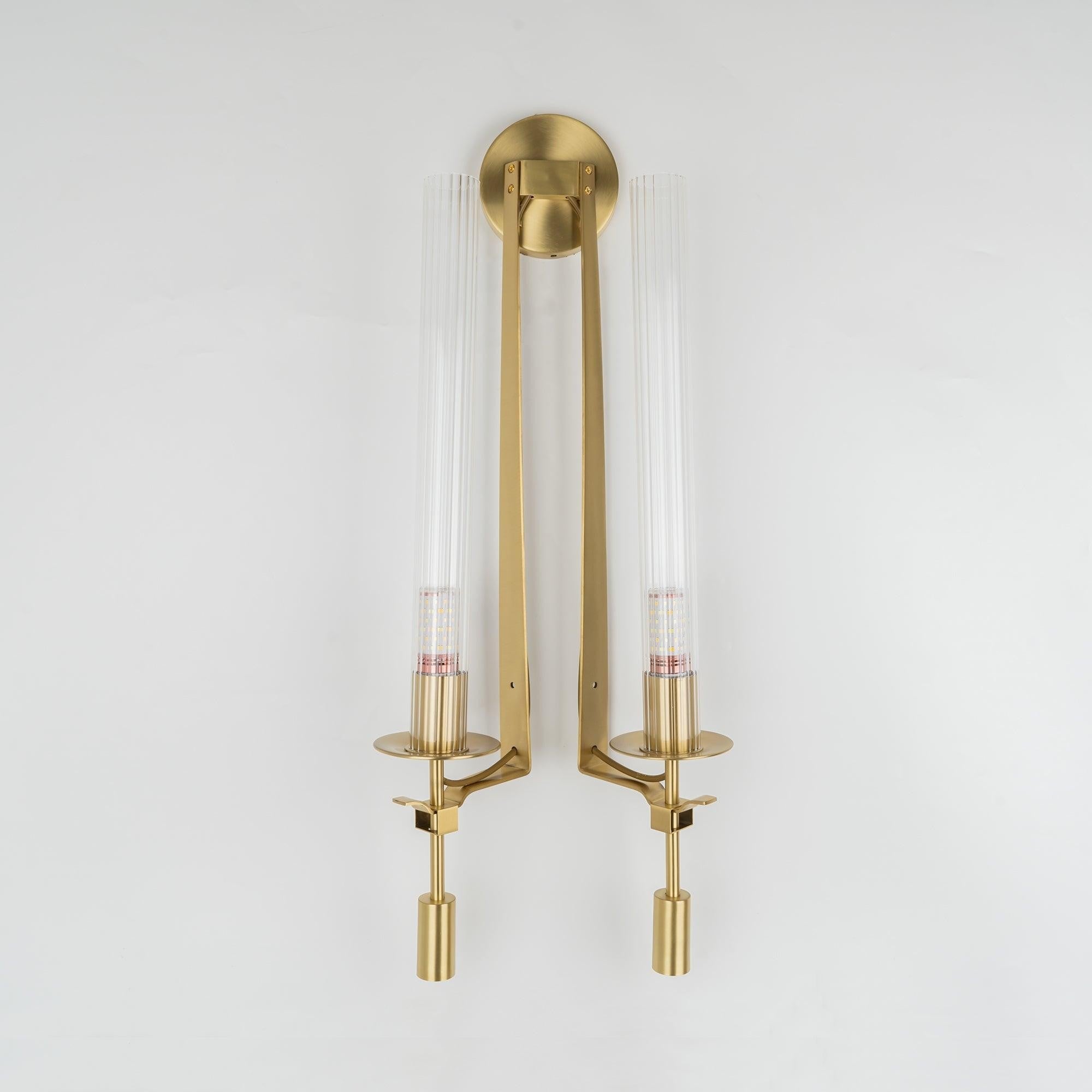 French Ribbed Glass Wall Light, Bedroom Wall Sconce, detail 54