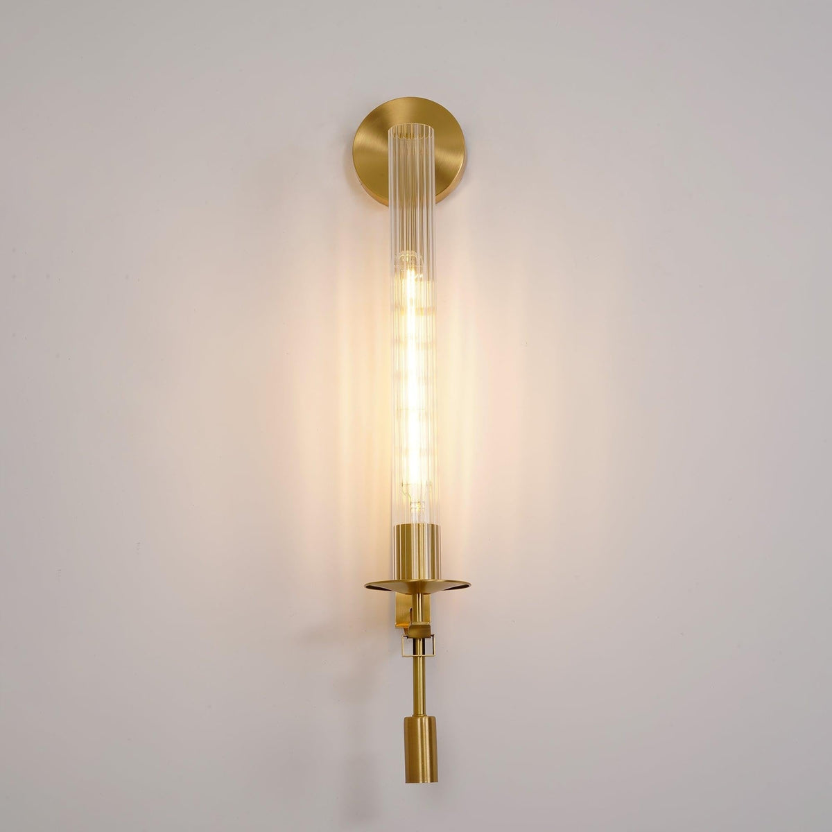 French Ribbed Glass Wall Light, Bedroom Wall Sconce, detail 55