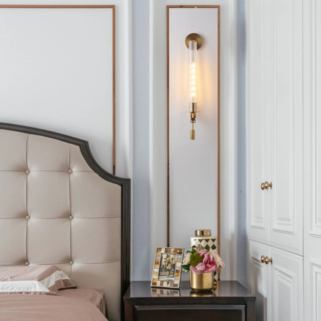 French Ribbed Glass Wall Light, Bedroom Wall Sconce, detail 58