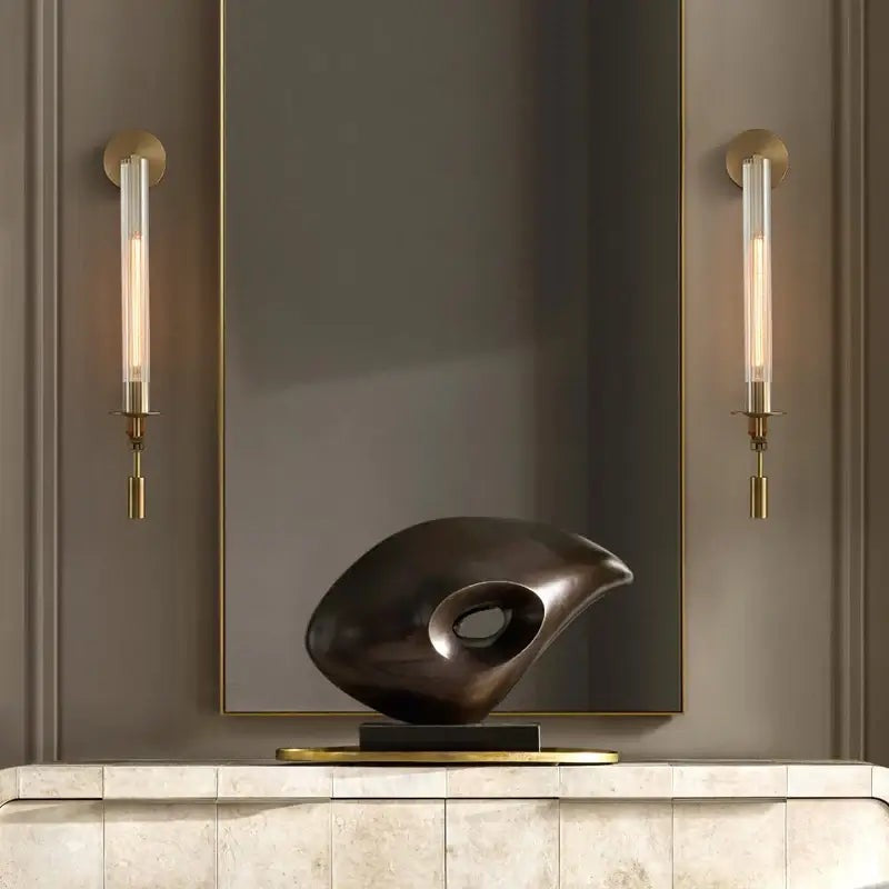 French Ribbed Glass Wall Light, Bedroom Wall Sconce, detail 61