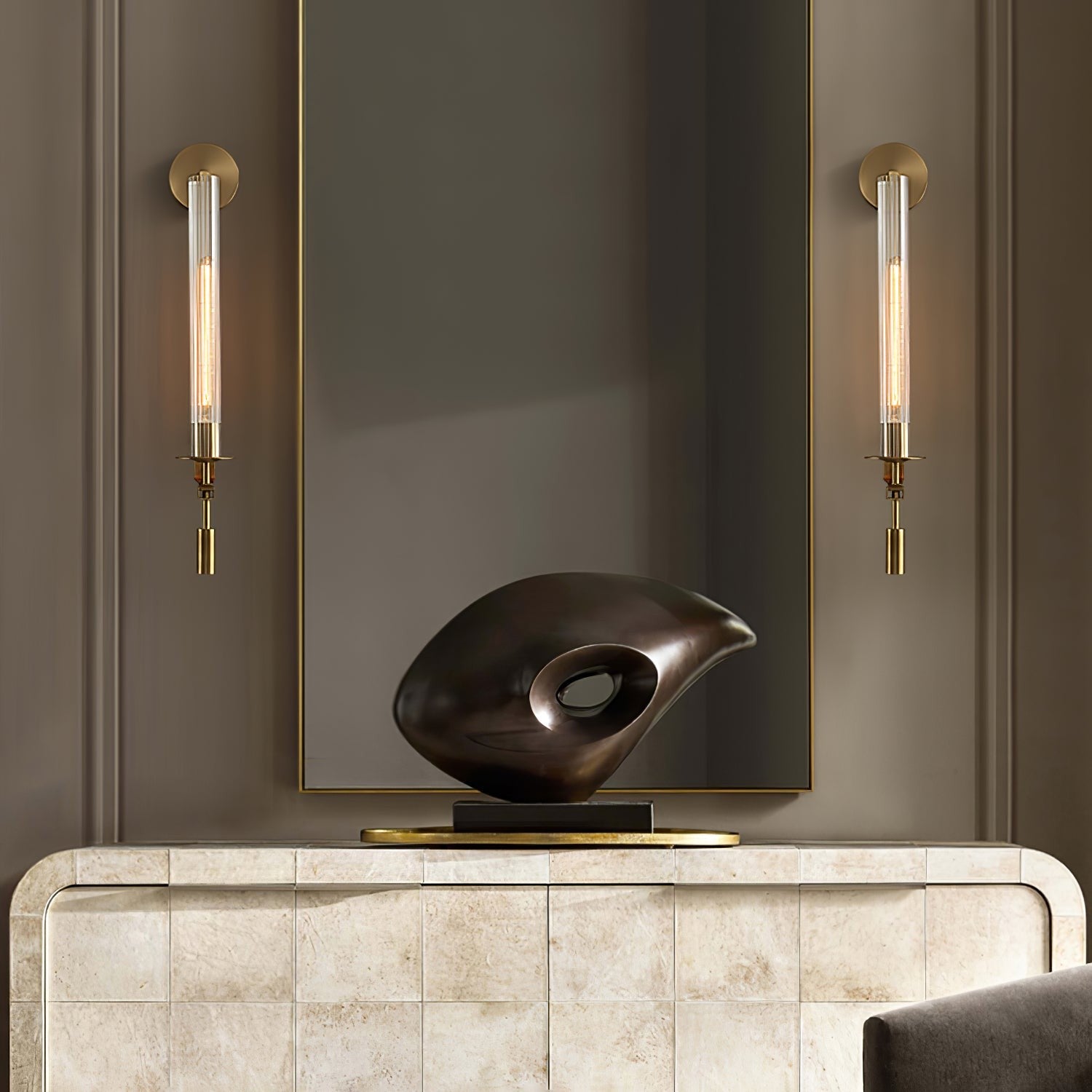 French Ribbed Glass Wall Light, Bedroom Wall Sconce, detail 64
