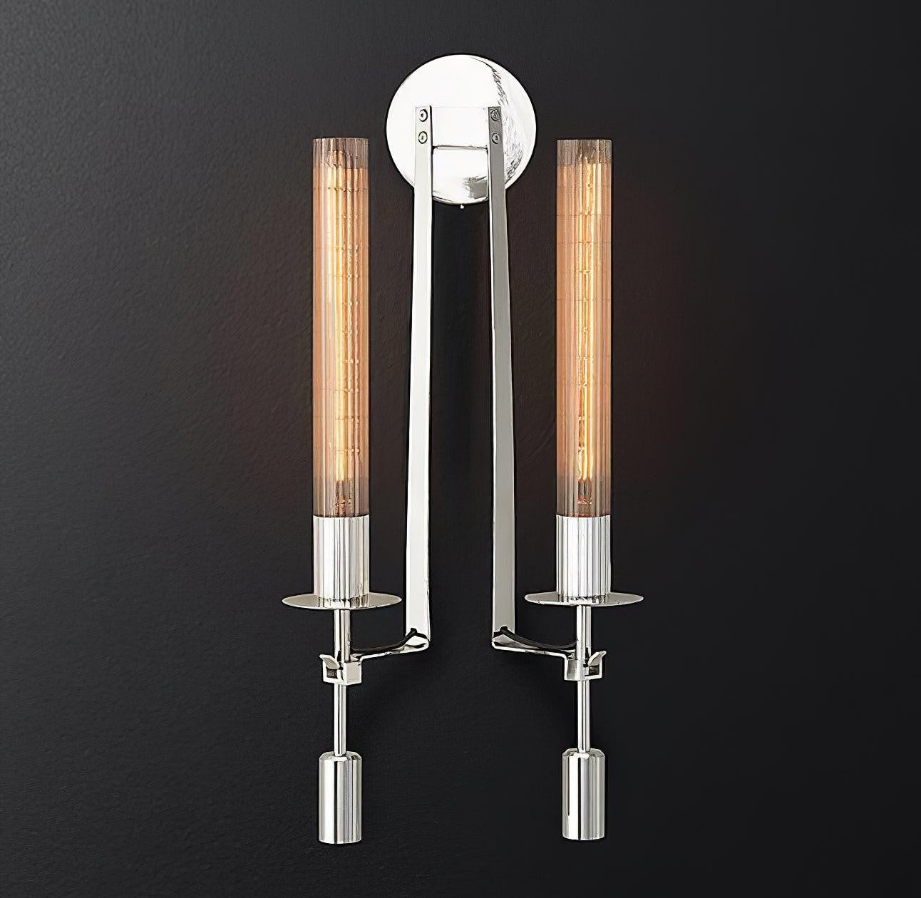 French Ribbed Glass Wall Light, Bedroom Wall Sconce, detail 6