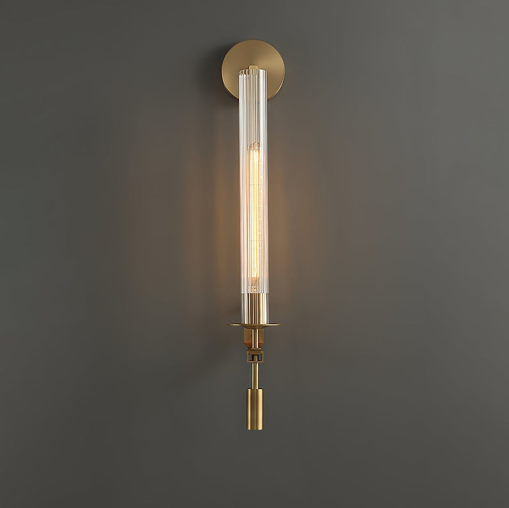 French Ribbed Glass Wall Light, Bedroom Wall Sconce, detail 70