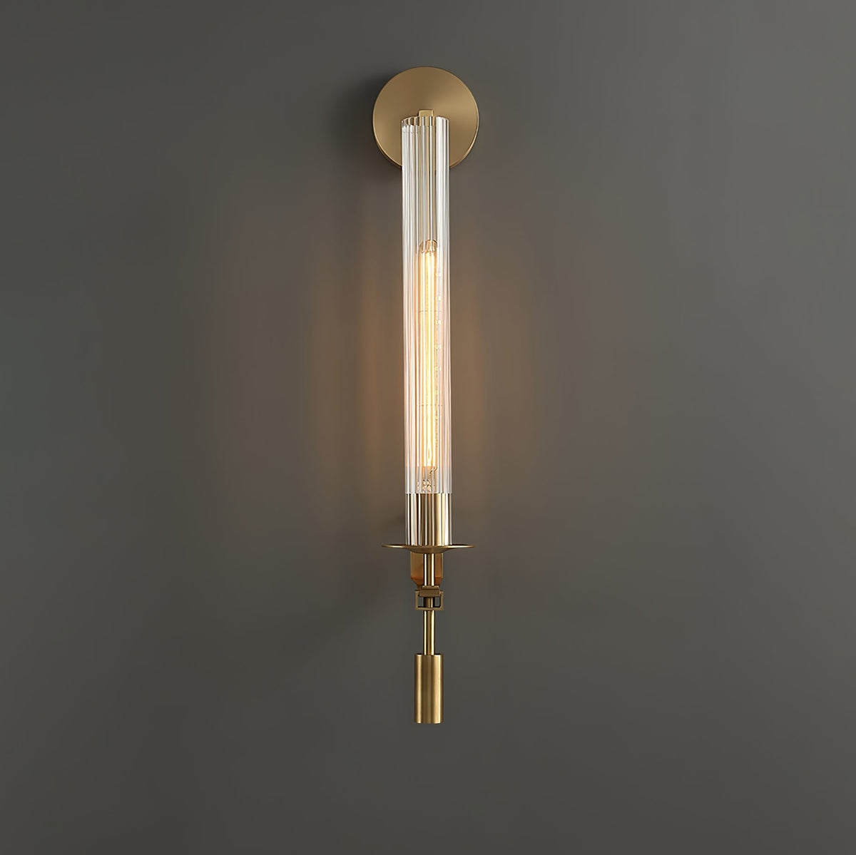 French Ribbed Glass Wall Light, Bedroom Wall Sconce, detail 70