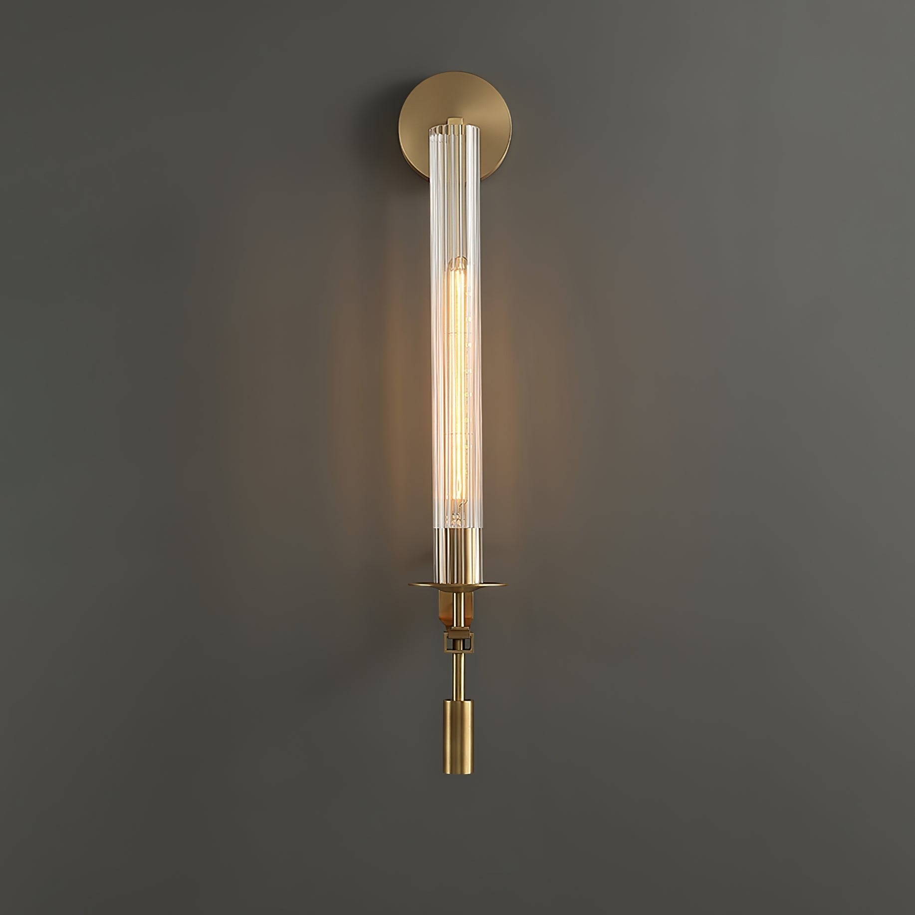 French Ribbed Glass Wall Light, Bedroom Wall Sconce, detail 70