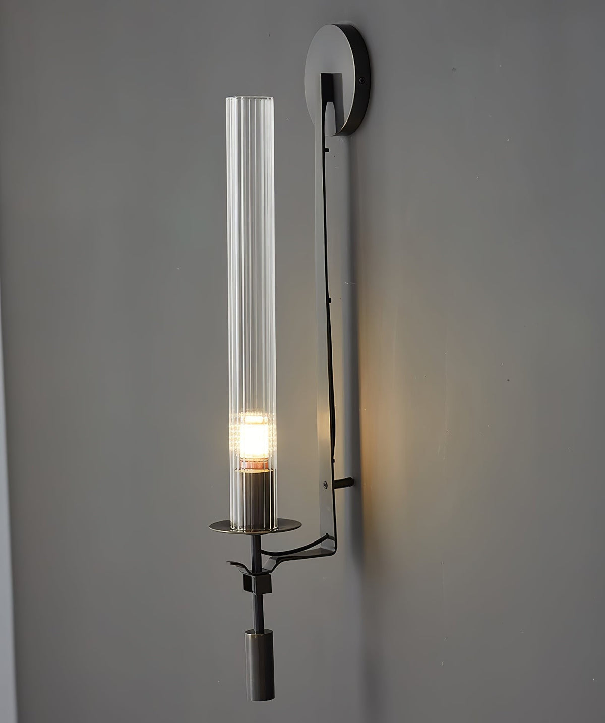 French Ribbed Glass Wall Light, Bedroom Wall Sconce, detail 73