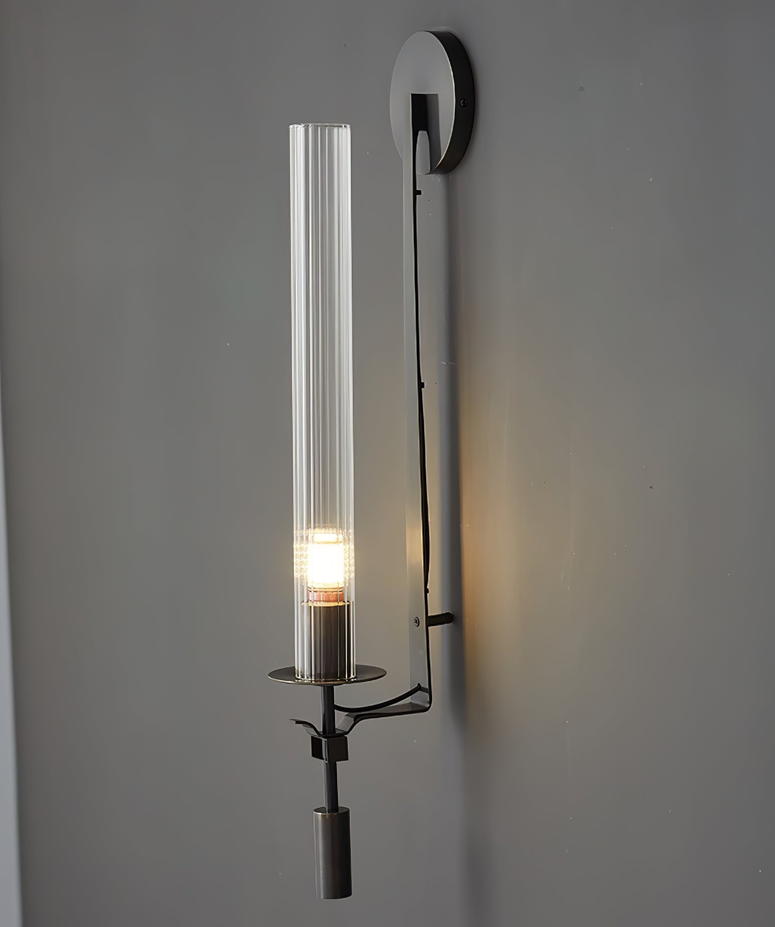 French Ribbed Glass Wall Light, Bedroom Wall Sconce, detail 73