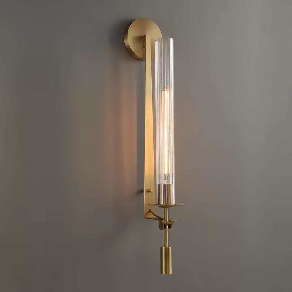 French Ribbed Glass Wall Light, Bedroom Wall Sconce, detail 75