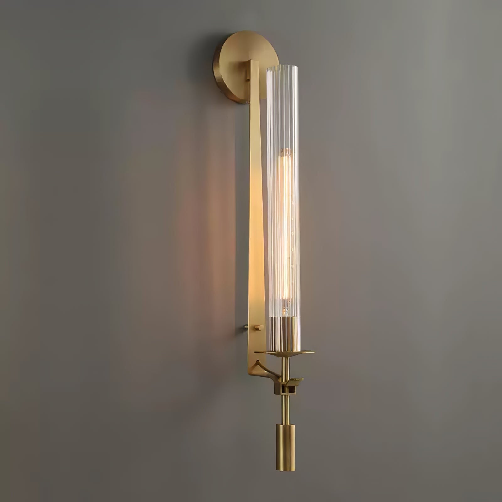 French Ribbed Glass Wall Light, Bedroom Wall Sconce, detail 75