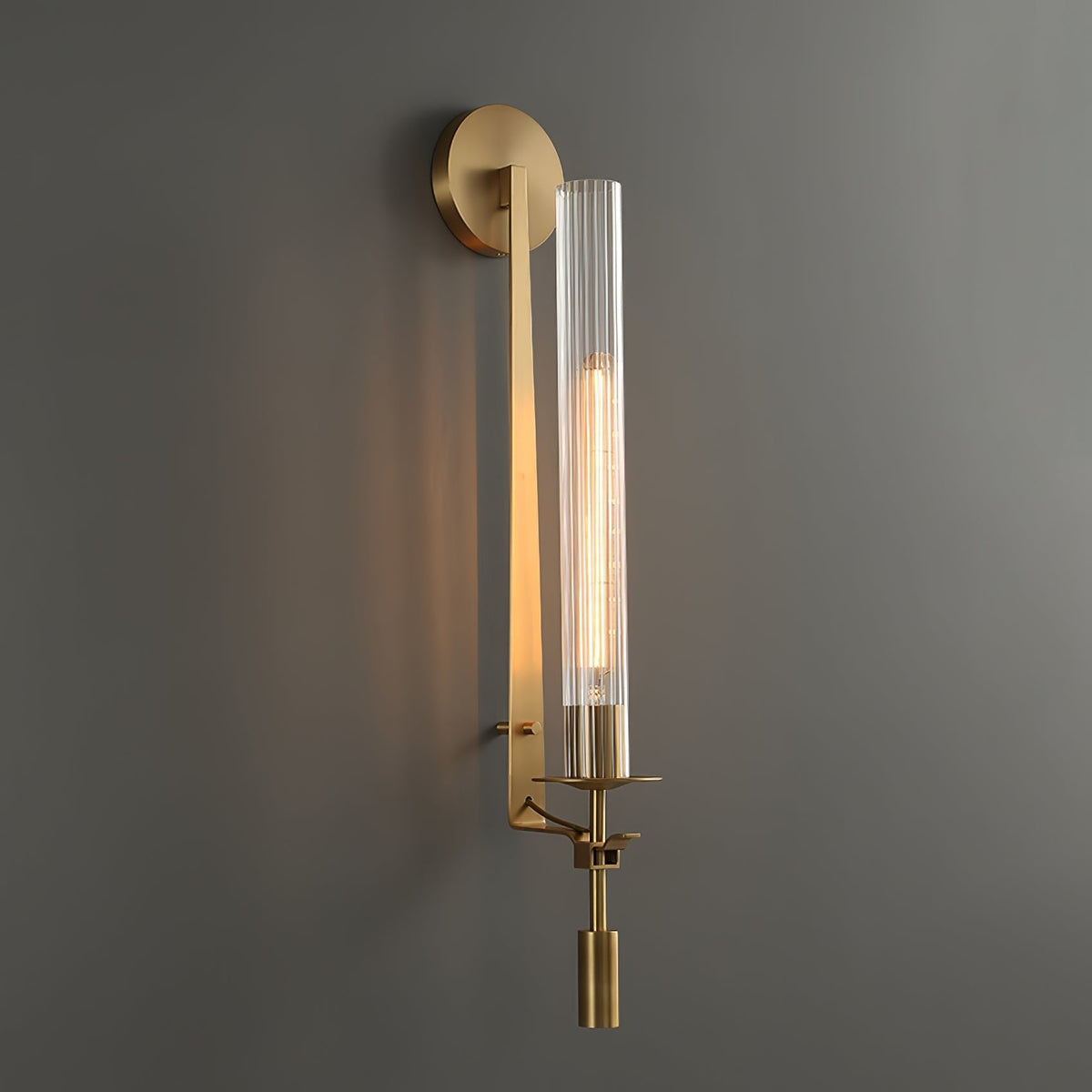 French Ribbed Glass Wall Light, Bedroom Wall Sconce, detail 78