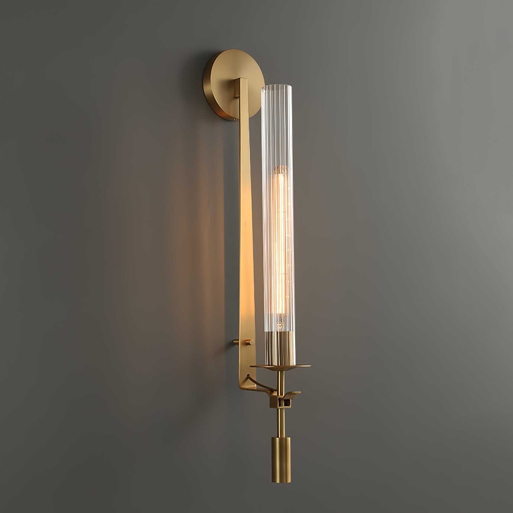 French Ribbed Glass Wall Light, Bedroom Wall Sconce, detail 78