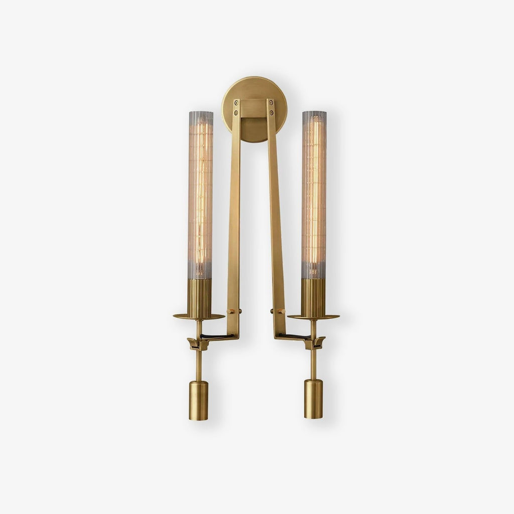 French Ribbed Glass Wall Light, Bedroom Wall Sconce, detail 7